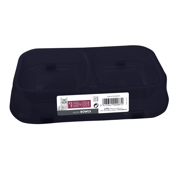 M-Pets Cat Bowl - Double (2x150ml) - Navy Blue
