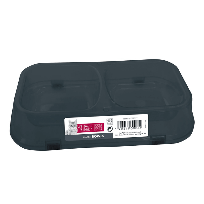 M-Pets Cat Bowl - Double (2x150ml) - Taupe Grey