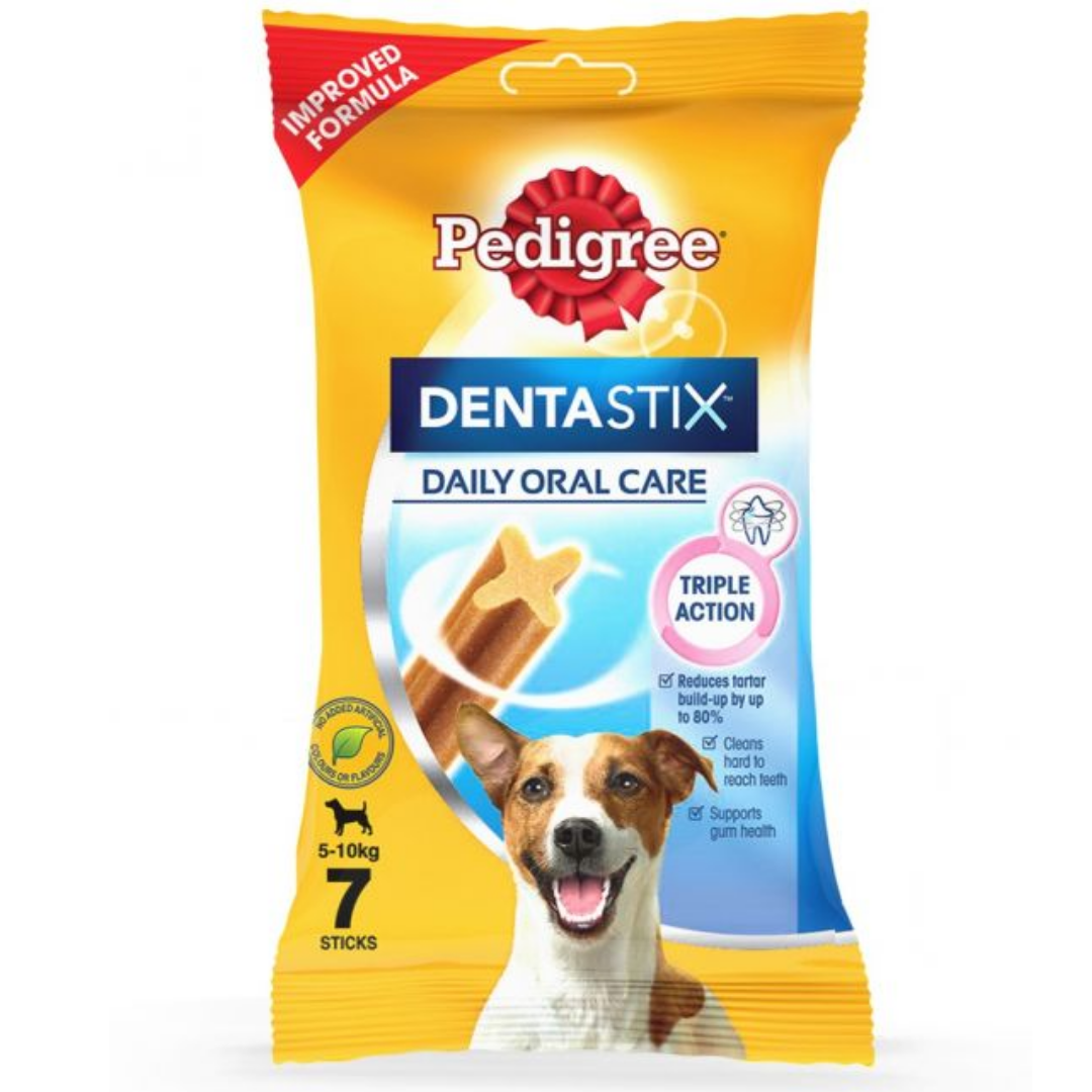 Pedigree Dentastix Dog Treat Oral Care for Adult Small Breed (5 - 10kg), (7 Sticks) 110g Weekly Pack - Pack of 5
