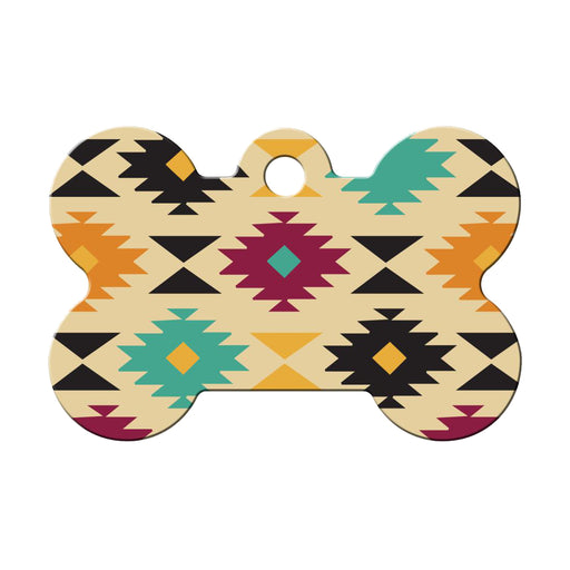 Personalised Petsy Pet Tag - Large Bone - Aztec