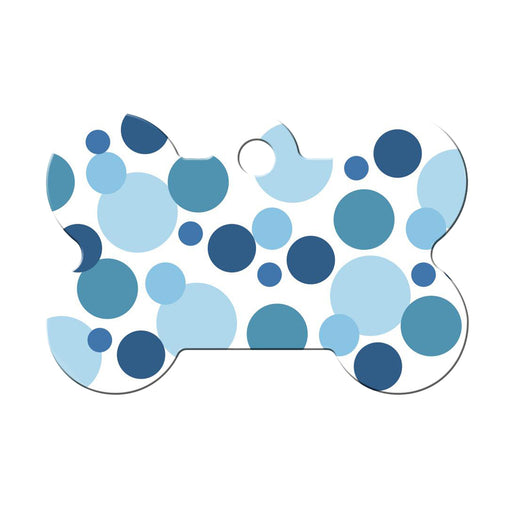 Personalised Petsy Pet Tag - Large Bone - Blue Polka Dots