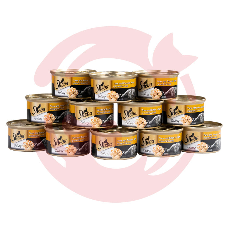 Sheba Wet Cat Food - Tuna & Prawns in Gravy Can