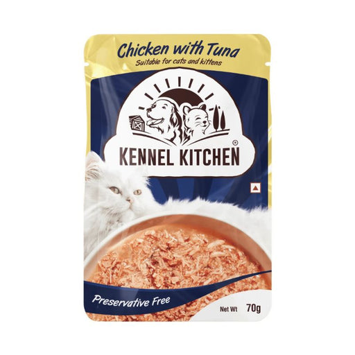 Kennel Kitchen Wet Cat Food - Chicken and Tuna Shreds in Gravy (70g x 15 Pouches)