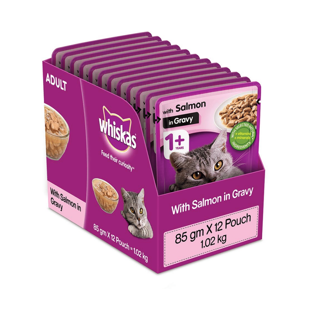 Whiskas Adult (+1 year) Wet Cat Food, Salmon in Gravy